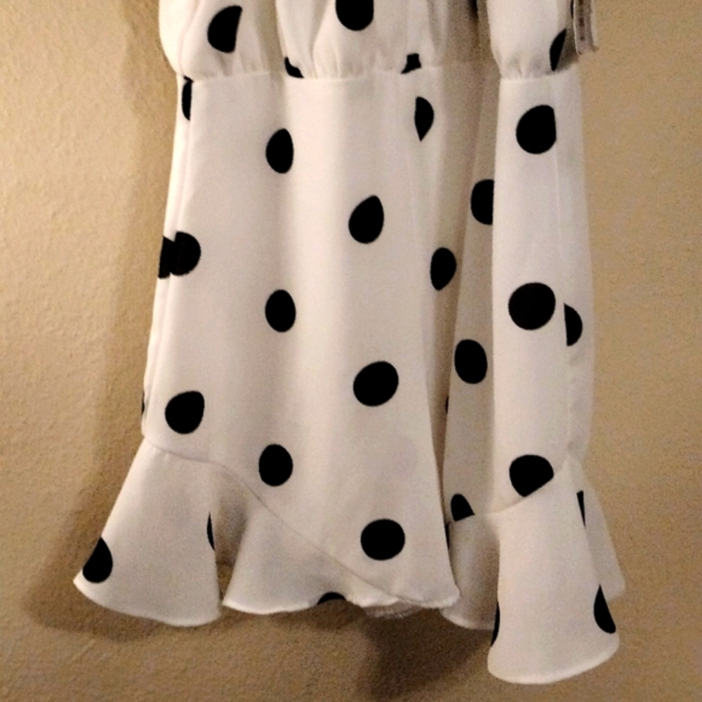 Midnight Doll White/Black Polka Dots Dress Romper Size S NWT - Picture 4 of 7